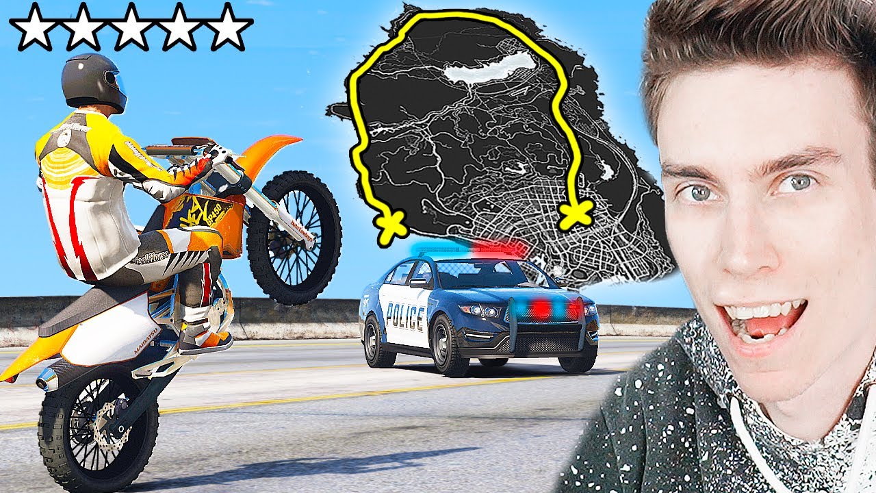Проехал на ОДНОМ КОЛЕСЕ ВСЮ КАРТУ с 5 ЗВЕЗДАМИ в GTA 5!! (Челлендж)