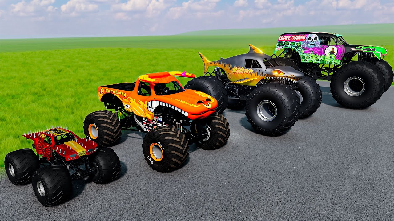 Big & Small Monster Trucks Mud Battle - BeamNG Monster Truck Crashes
