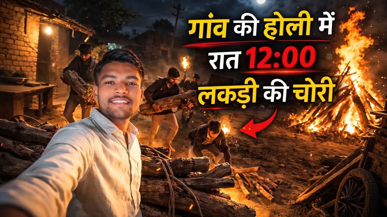 रात 12 बजे गांव में होली की लकड़ी इकट्ठा करने निकले 😲 || Dangerous Night Vlog ||