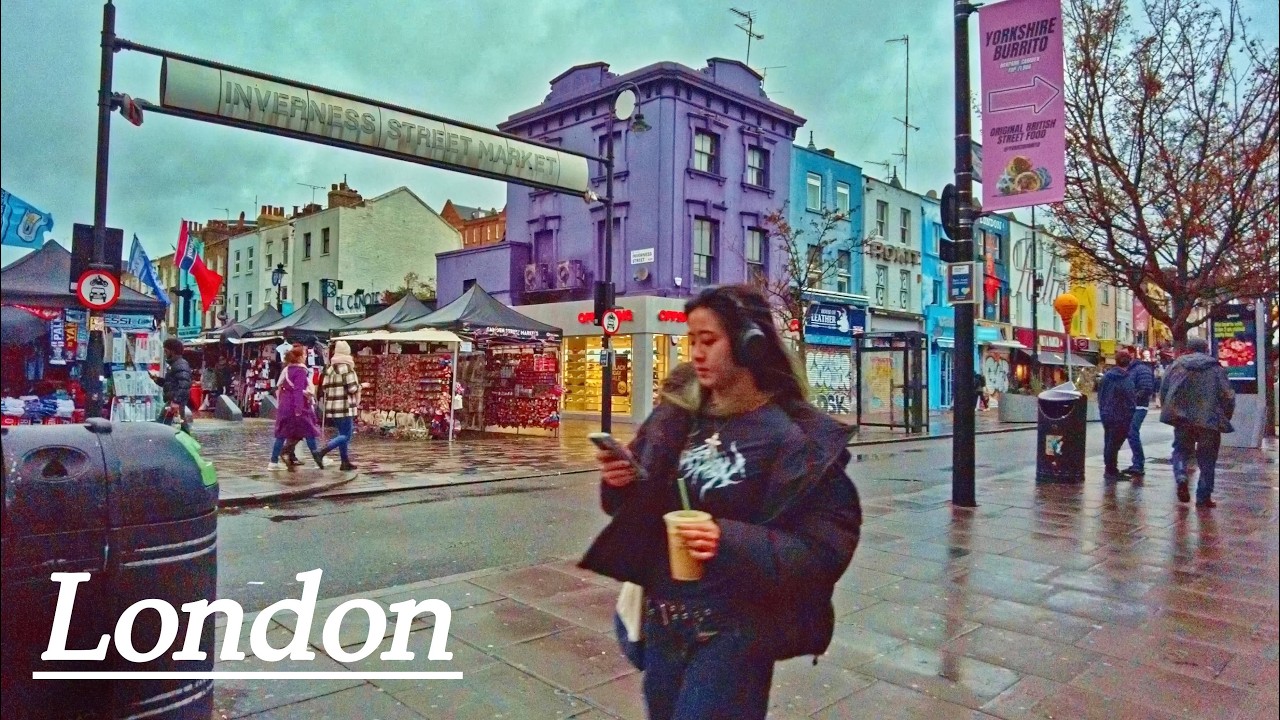 Rainy day in Camden, London Walk ☔ From Camden Market to Baker Street ✨. 4K