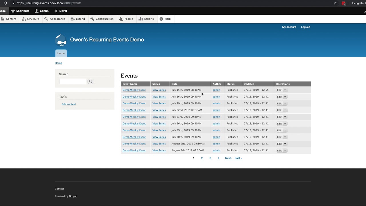 Recurring Events - Event Instance Demo