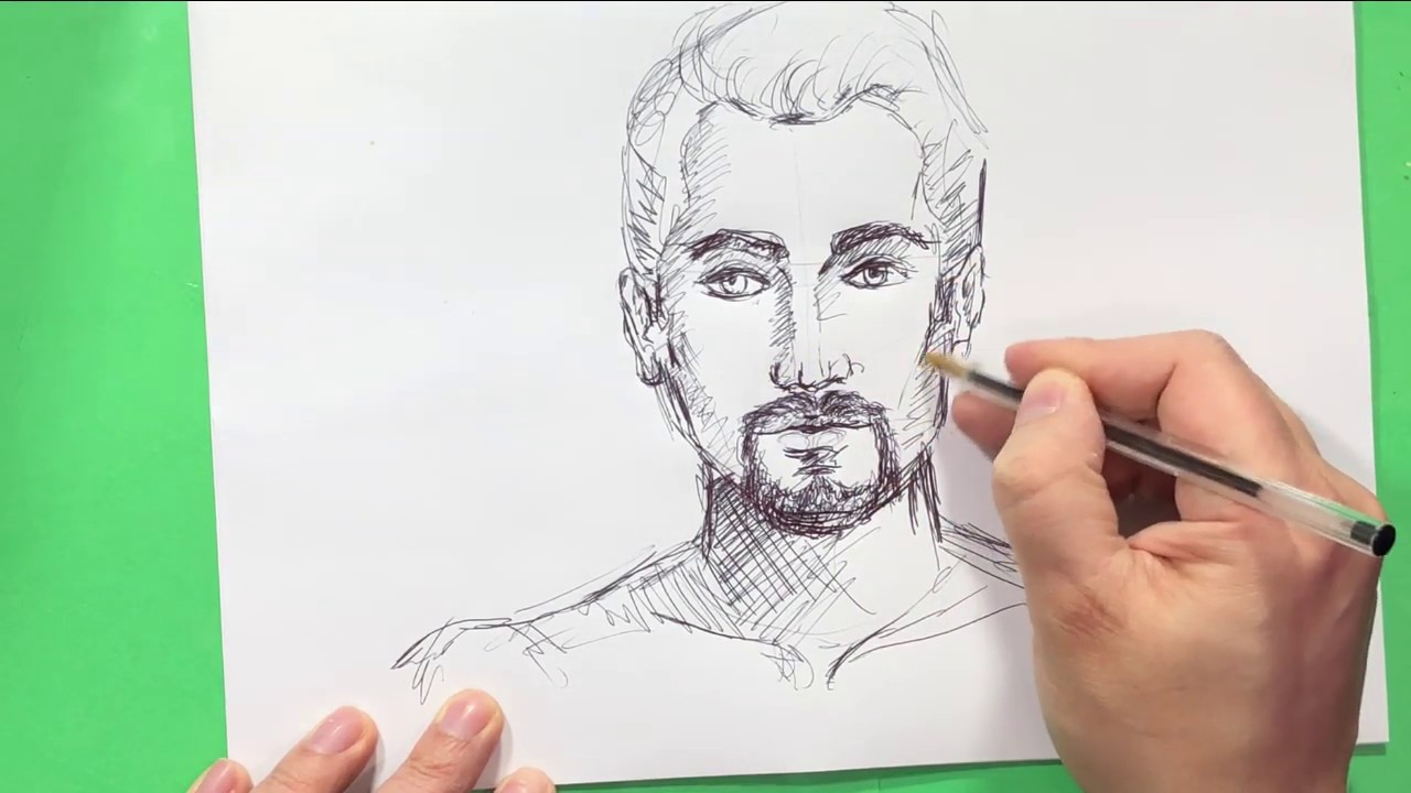 Come disegnare il volto  di un uomo a penna tutorial