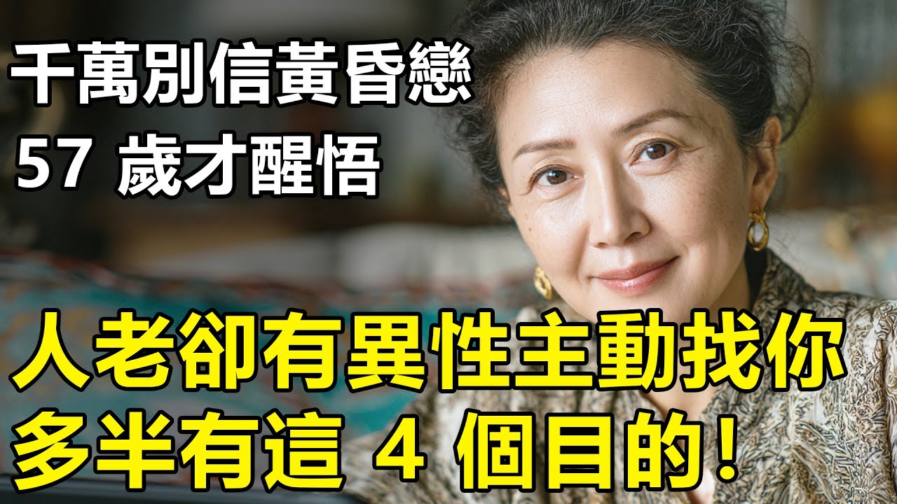 千萬別相信黃昏戀？57歲才醒悟：人老還有異性主動接近你，多半有這4個目的！上頭就完了【養老|情感|生活|幸福生活】