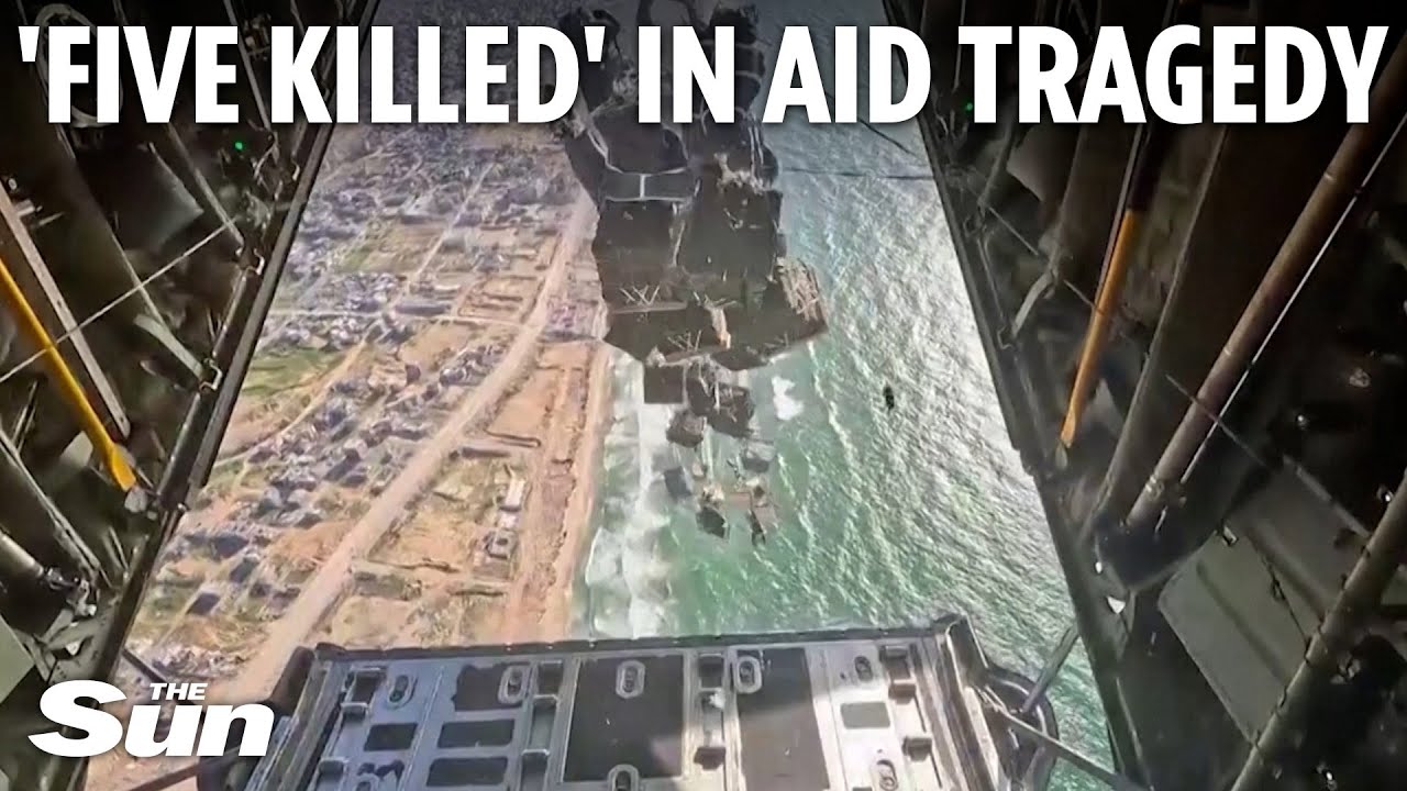 US and Jordan airdrop more aid to Gaza after '5 killed in previous drop when parachutes failed'