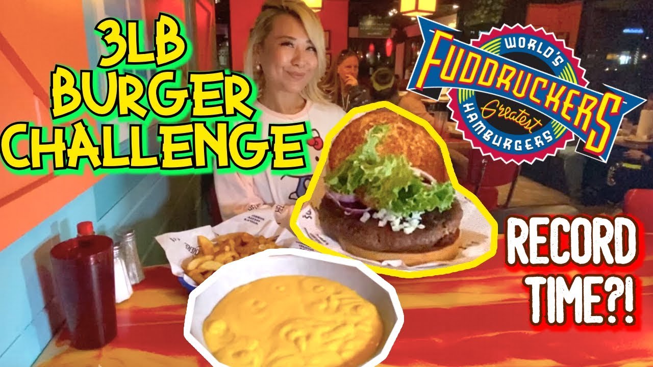 FAT TUESDAY BURGER CHALLENGE!! at Fuddruckers - with ONE POUND OF CHEESE!! #RainaisCrazy
