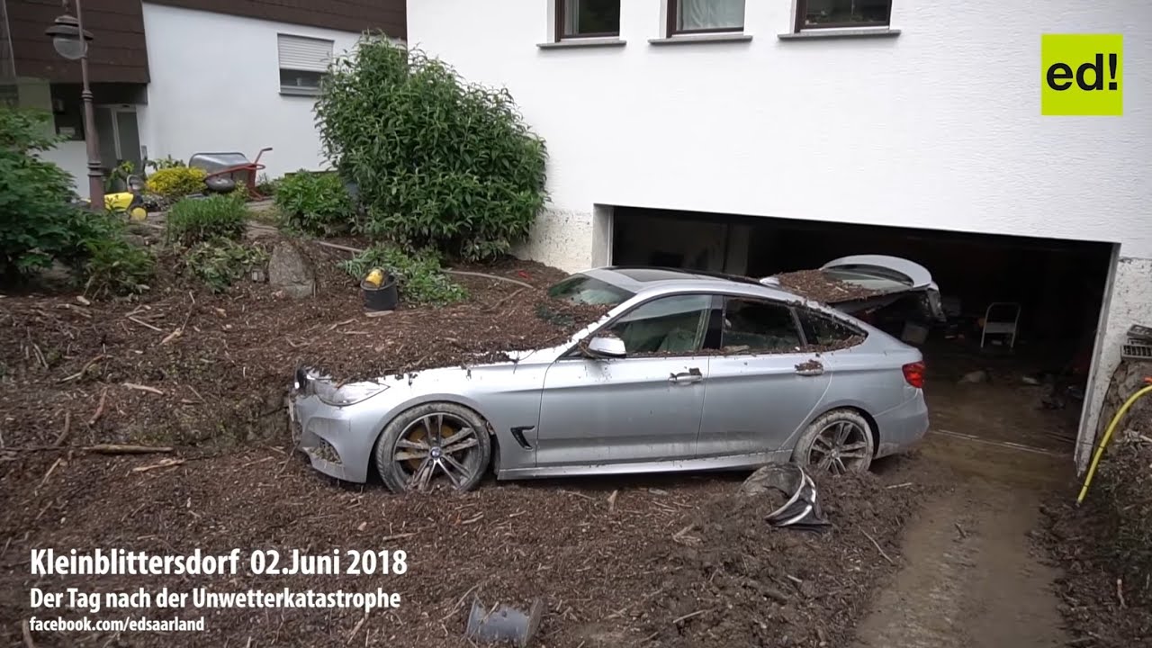 HOCHWASSER SAARLAND STARKREGEN-KATASTROPHE Kleinblittersdorf Unwetterkatastrophe 01.06.2018