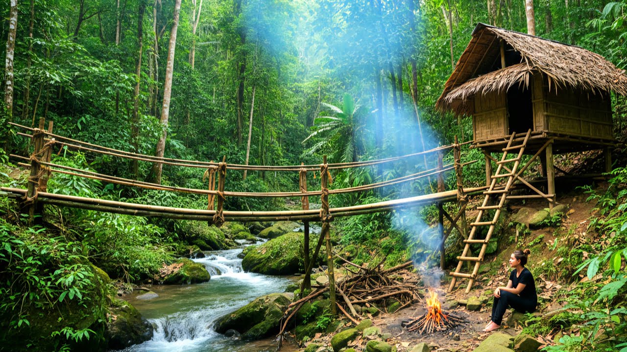 30 Days of Tree Shelter Building and Survival in the Jungle