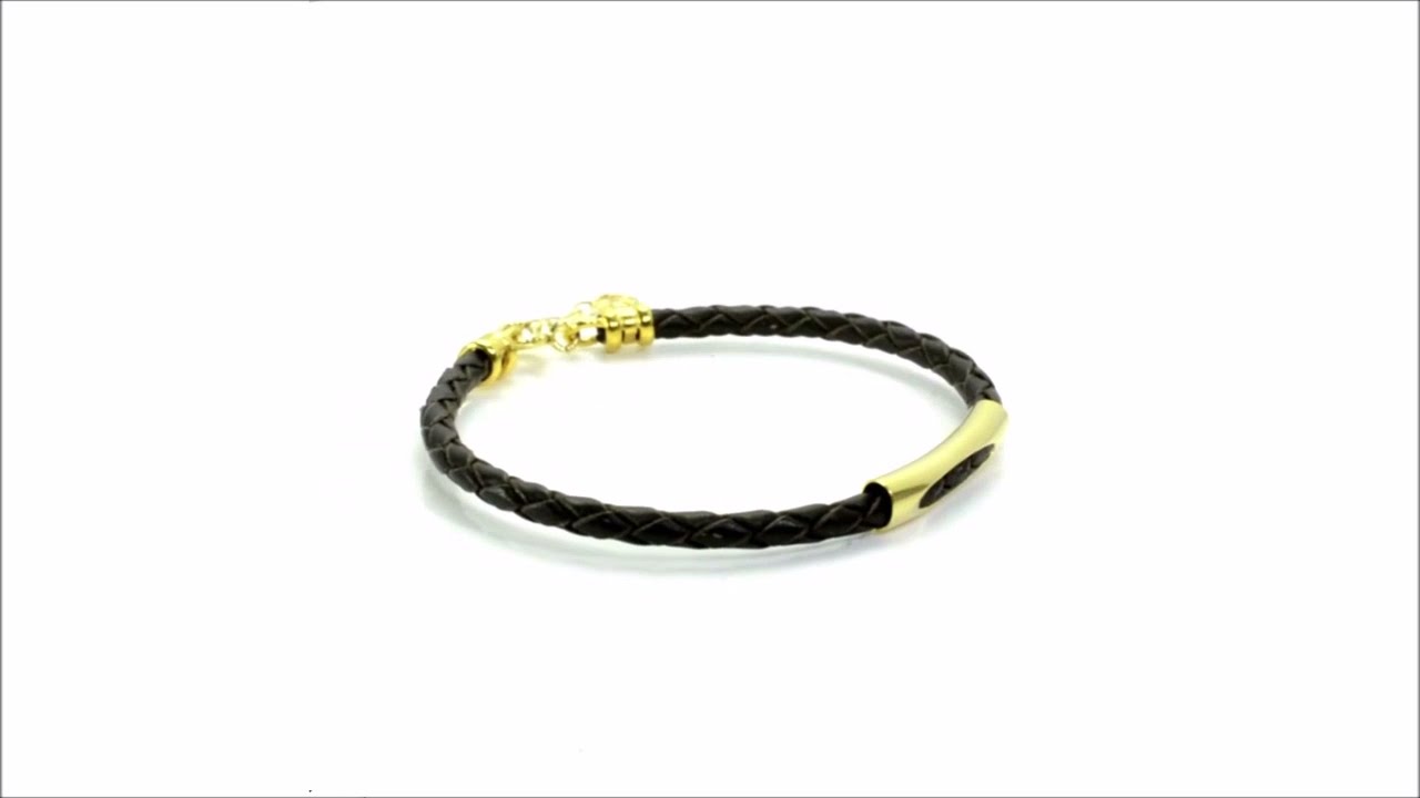 Handmade Gold Mens Bracelet - Designer Leather Bracelet for Men - Leather Braided bracelet by Nadin