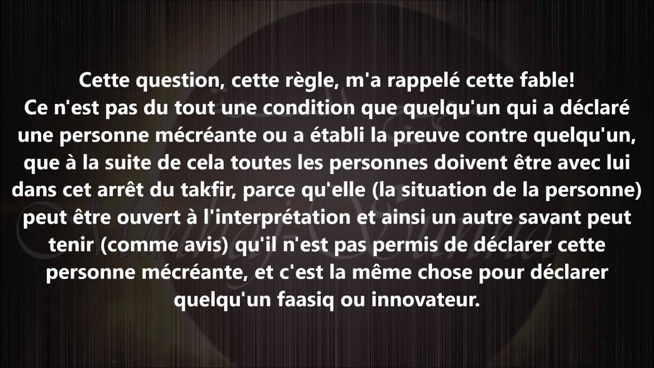 Celui qui ne declare pas mécréant - cheikh al Albani