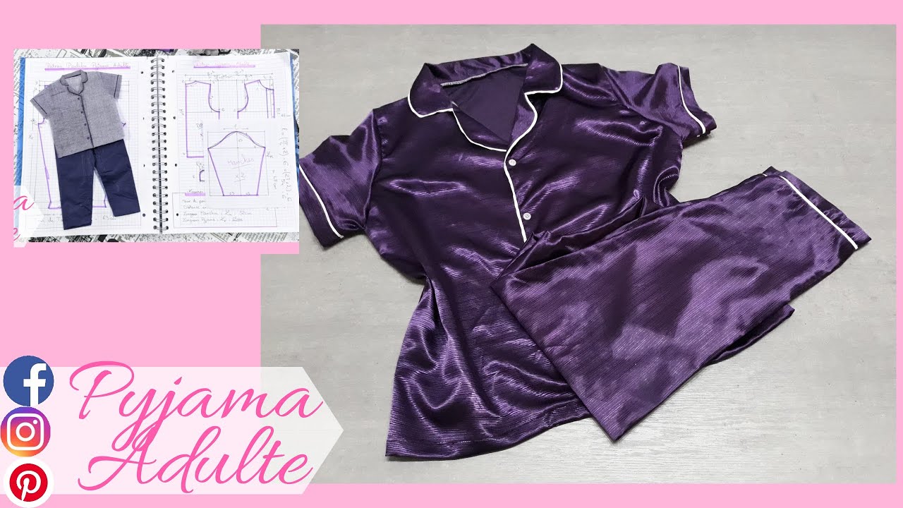 la réalisation du pyjama pour adulte avec biais sur tissu satin