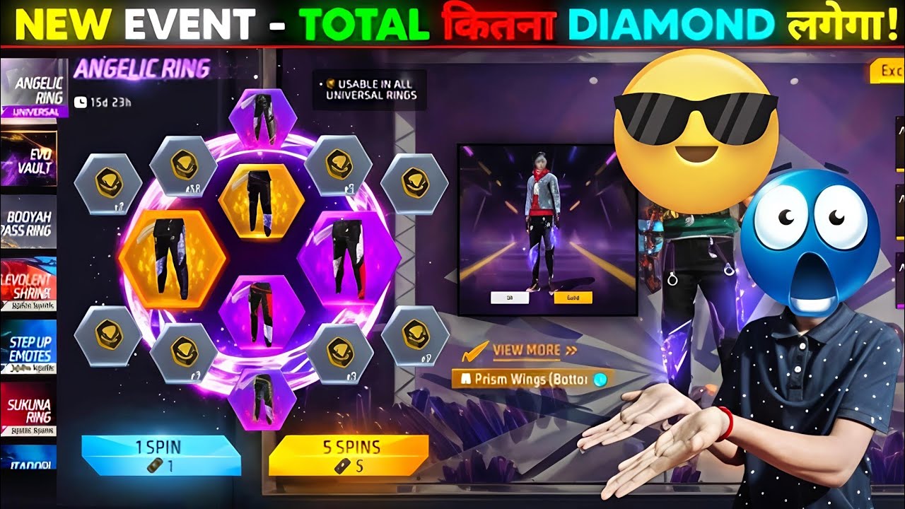 NEW ANGELIC 🪽 RING EVENT IN FREE FIRE |  I GOT ALL GRAND PRIZE | 1 SPIN TRICK |||