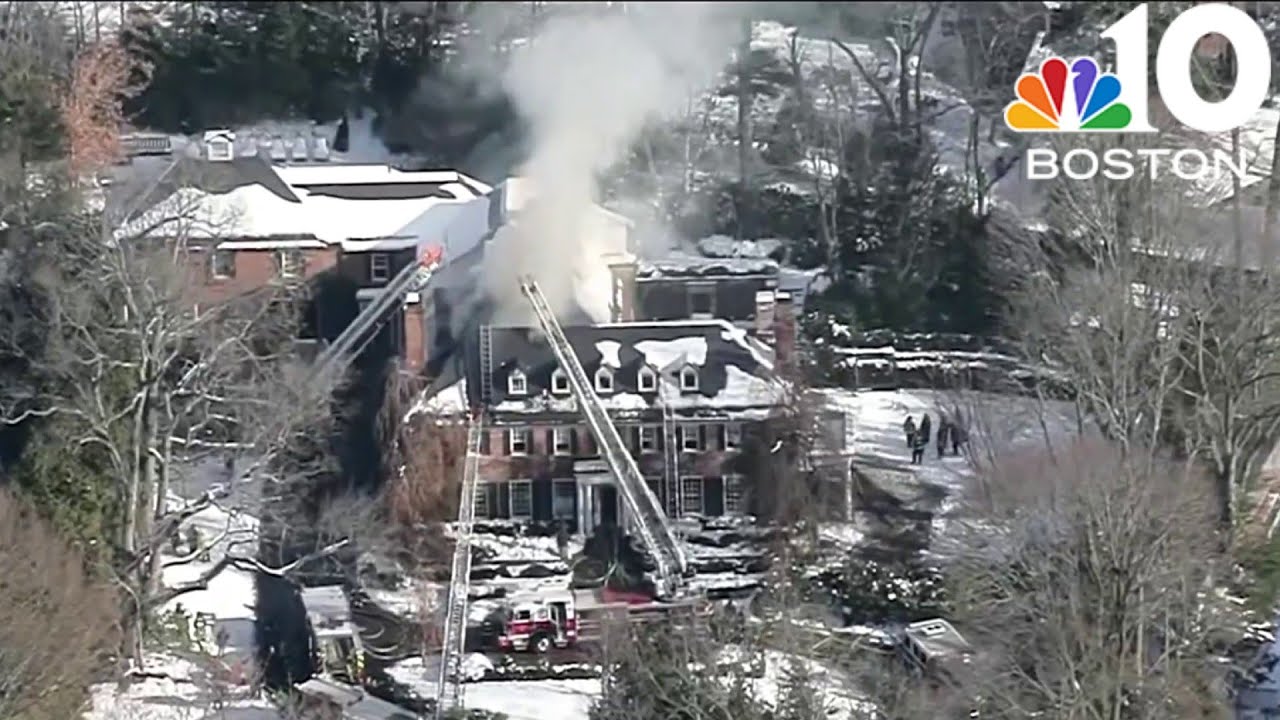 Fire at multi-million-dollar Brookline home sends smoke over Boston