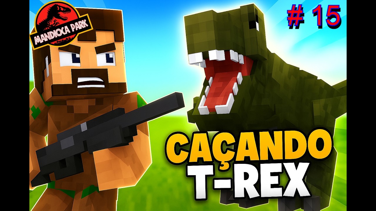 CAÇANDO DINOSSAUROS GIGANTES no Minecraft! (T-REX, Velociraptor e Muito Mais!) #15
