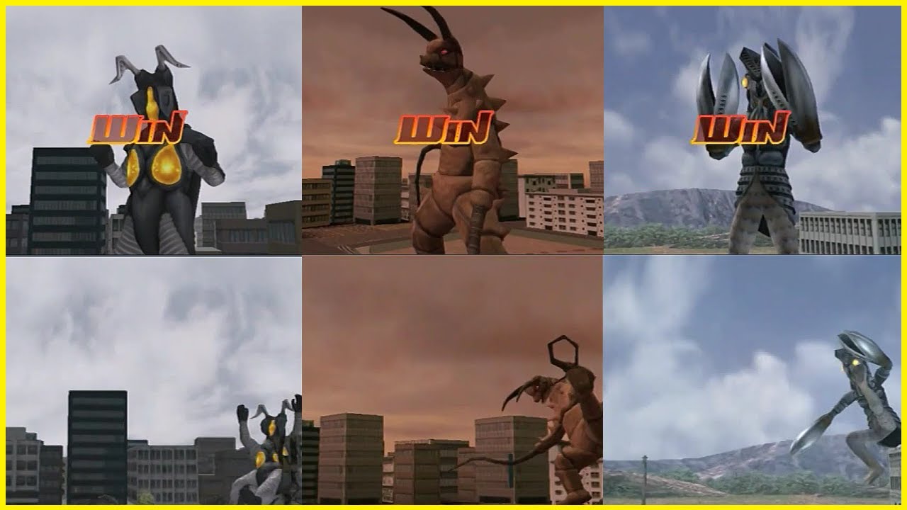 UltramanFE3　ウイニングポーズ中にウルトラレイランスをくらう怪獣集　ウルトラマンFE3