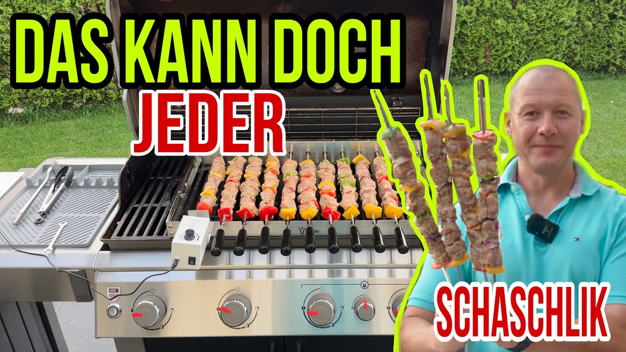 Russischer Schaschlik selber machen – Rezept für saftiges Grillfleisch mit Spießdreher