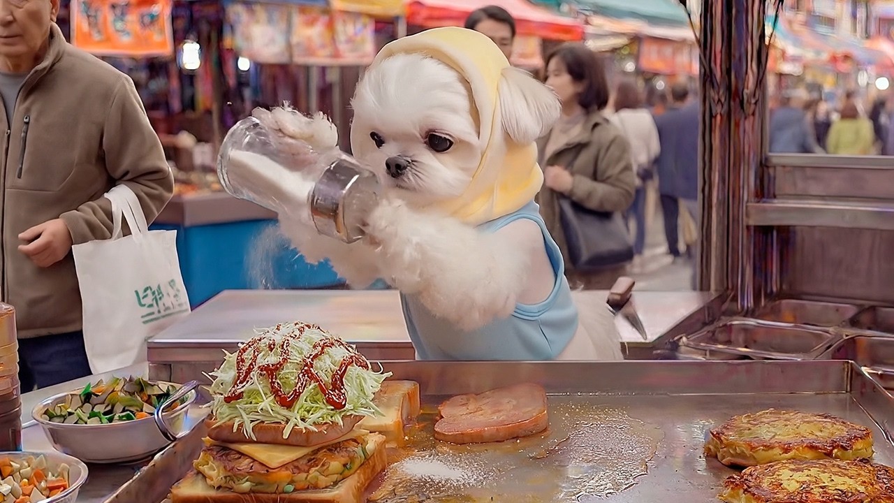 길거리 토스트 만들기 x 말티즈가 해주는 요리 (ft. 설탕 팍팍 토스트)｜Maltese Puppy Makes Korean Street Toast