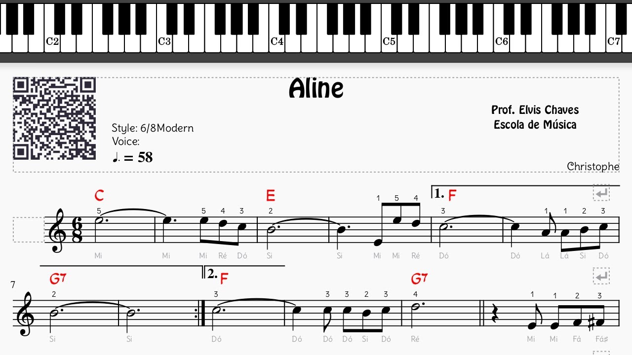 🎼 Aline - 240 - Tutorial Partitura Fácil 2