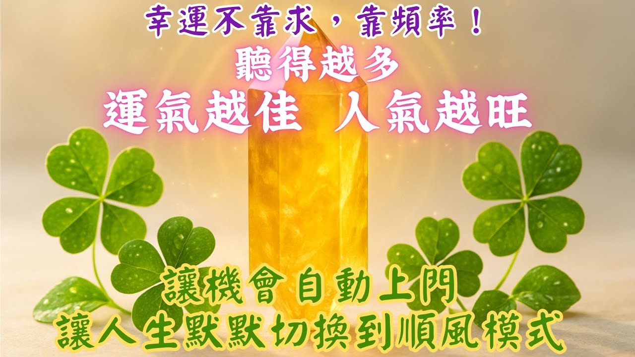 🌟幸運不靠求，靠頻率！│ 聽得越多，運氣越佳，人氣越旺 │ 讓機會自動上門，讓人生默默切換到順風模式 - 正念法則能量音樂