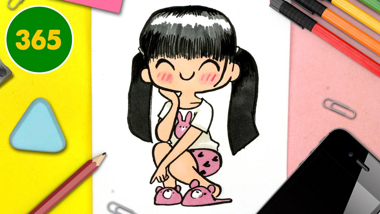 COMMENT DESSINER UNE FILLE KAWAII – Dessins kawaii facile - comment dessiner des personnages kawaii