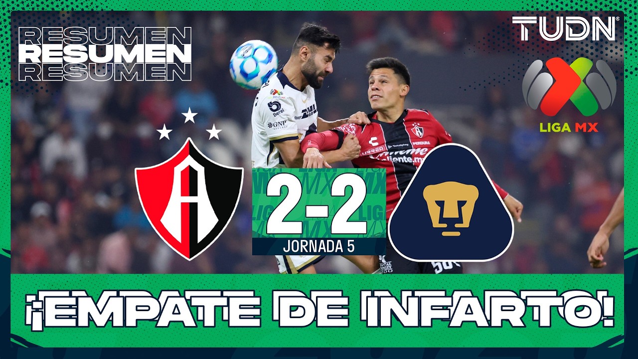 RESUMEN Y GOLES - Atlas 2-2 Pumas | Liga MX - Jornada 5 Clausura 2026 | TUDN