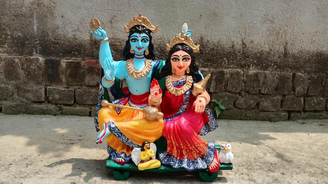 Lakshmi Narayan murt colouring proses।। লক্ষ্মী নারায়ন মূর্তি রং করার পদ্ধতি।। Part - 3