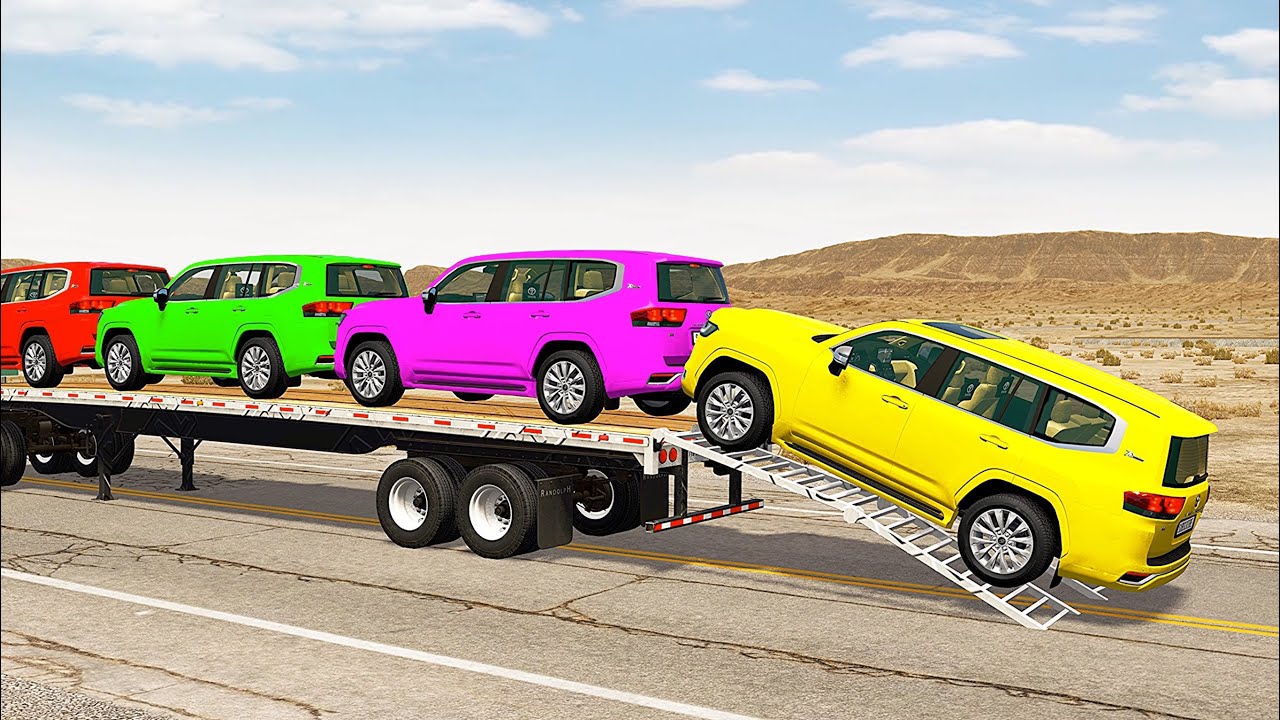 Flatbed Truck Mcqueen  | Transportation with Truck - Pothole vs Car #520 - BeamNG.Drive