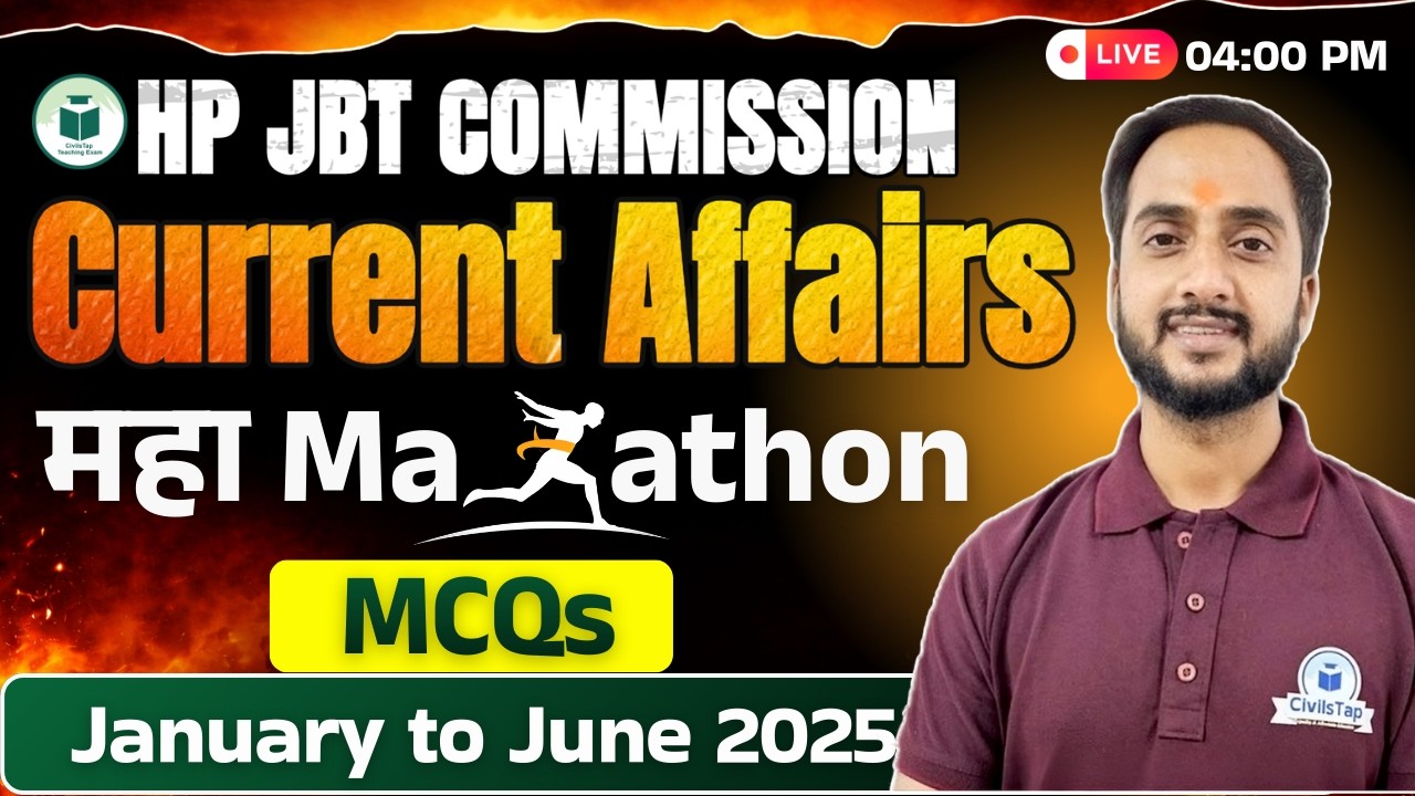 HP JBT 2026 Current Affairs Maha Marathon 🔥 | Jan–June 2025 MCQs | Krishna Sir | CivilsTap