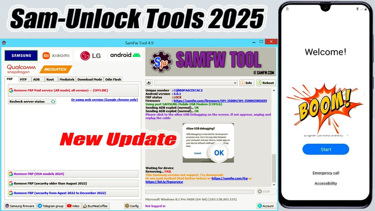 Samsung New FRP Tool 2025 | For One Click FRP Bypass (Samfw 4.9 )