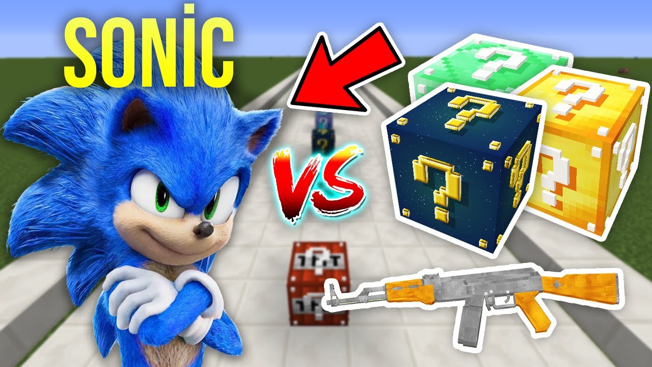SİLAHLI SONİC VS ŞANS BLOKLARI YARIŞI - Minecraft