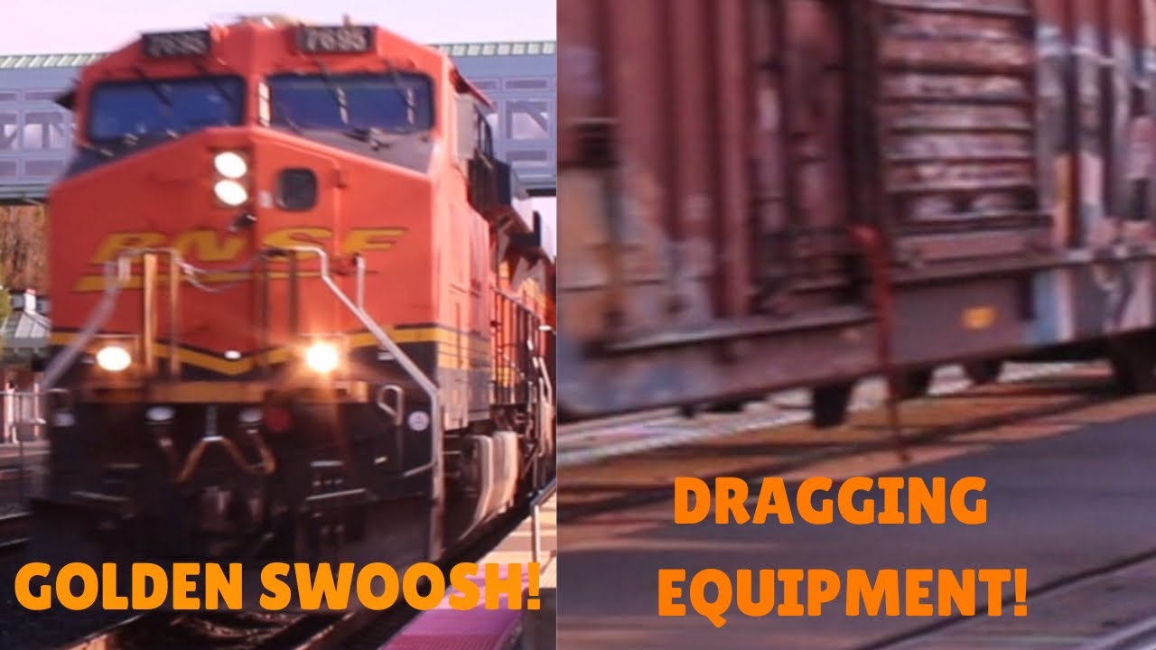 BNSF 7695 GOLDEN SWOOSH, DRAGGING EQUIPMENT, Railfanning Auburn, WA 8/30/2025!
