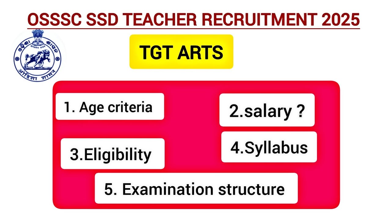 OSSSC SSD Teacher recruitment 2025//TGT ARTS posts / salary /age/syllabus #tgtarts #osssc #syllabus