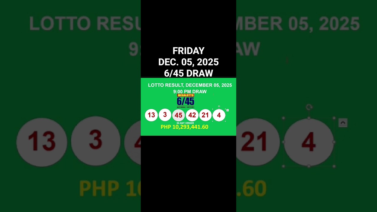 LOTTO RESULTS, 6/45 DRAW, DECEMBER 05, 2025@LottoResultTV15K