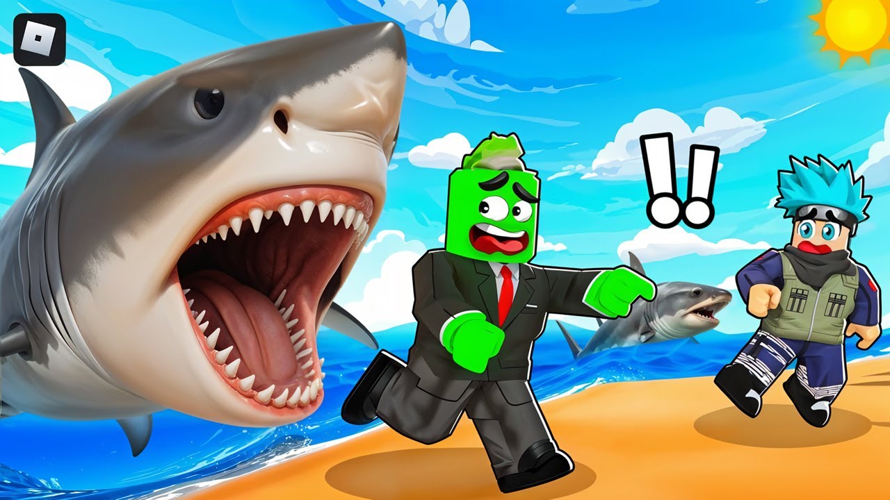 روبولوكس : الهروب من هجوم القرش العملاق ! 😱 مع 