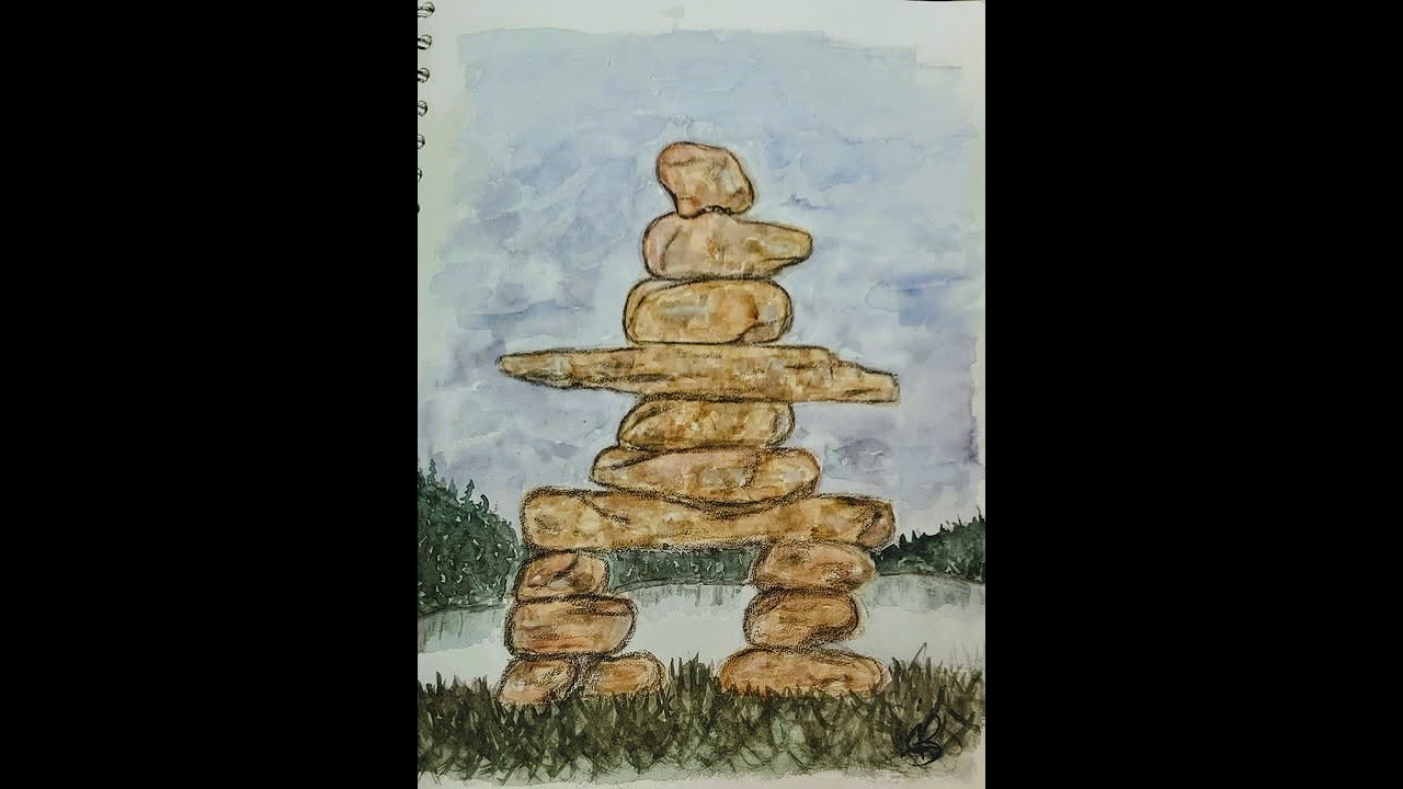 ROCK ON! Watercolor Inukshuk #art #watercolor #artscene #landscapepainting #arttutorial #viral