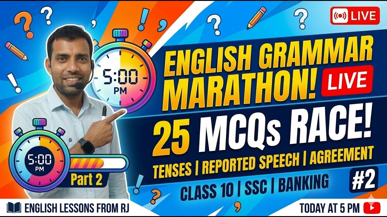 English Grammar Marathon 🚀: 25 Most Important MCQs (Part 2)