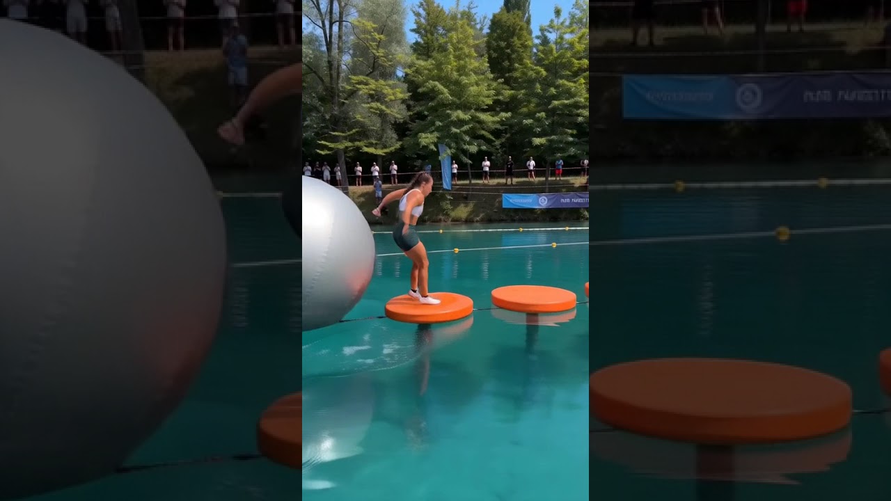 The way she moved across that water course was insane 🌊 #skill #challenge