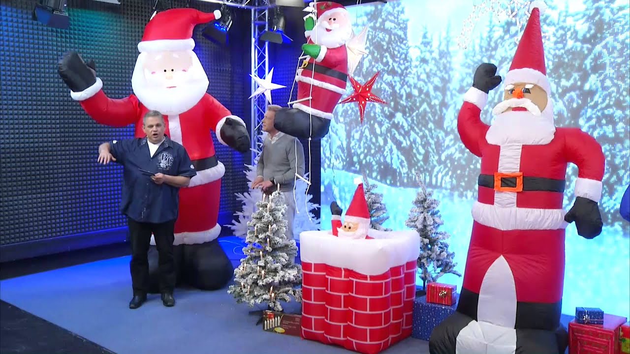 infactory Selbstaufblasender Weihnachtsmann auf Leiter, 120 cm
