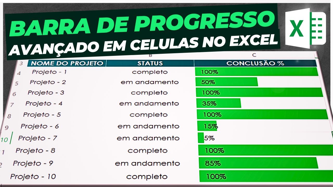 Barra de progresso em células do Excel | formatação condicional avançada
