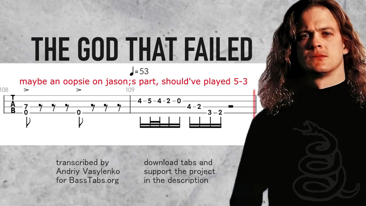 Metallica The God That Failed ISOLATED BASS + TABS