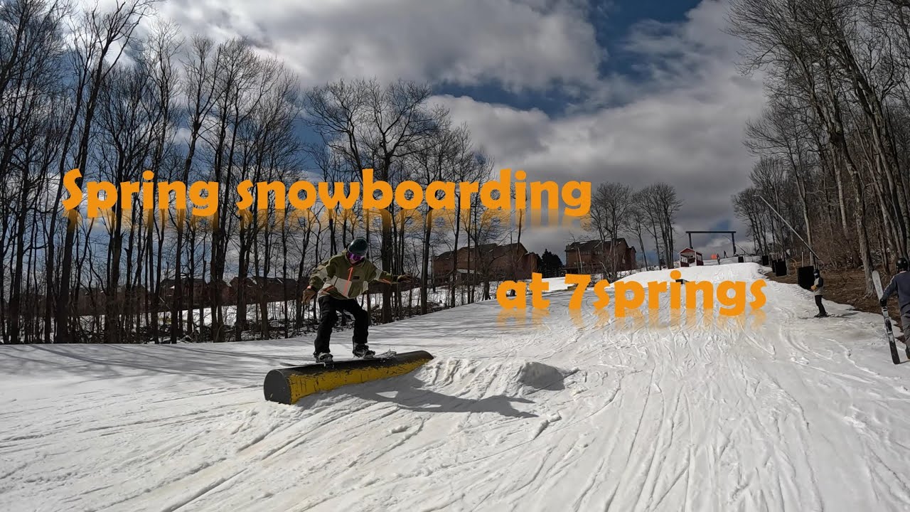 24/25 雪季 | 春滑來臨 | 好久沒滑公園啦 | Spring snowboarding fun | 7Springs PA Park Riding