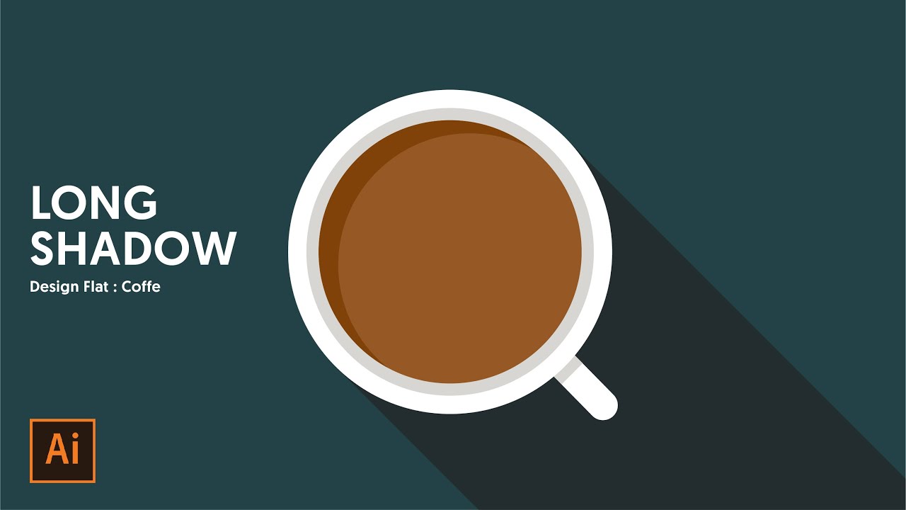 #21 Tutorial Illustrator | Membuat Long Shadow - Design Flat Coffe (Bahasa Indonesia)