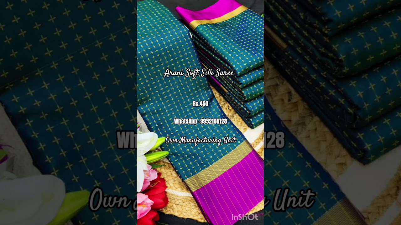 Arani Soft Silk Korvai Border Saree Collection #shortsfeed #arani #silksaree @shrikumaran_tex