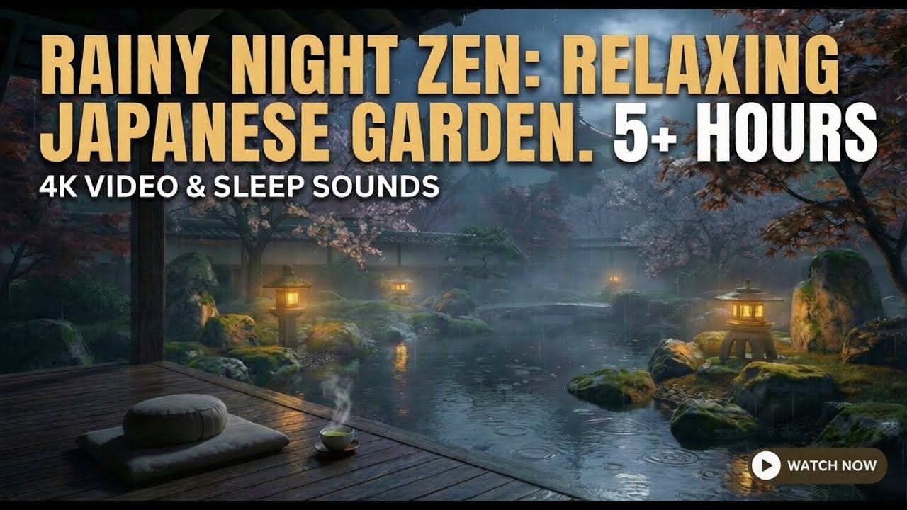 Midnight Rain at the Temple ⛩️ Deep Sleep & Meditation Ambience 6HRS!