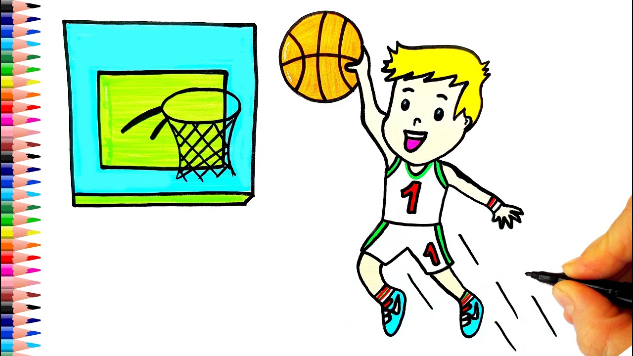 Basketbolcu Çizimi 🏀 Basketbol Oynayan Çocuk Çizimi - How to Draw Basketball Player
