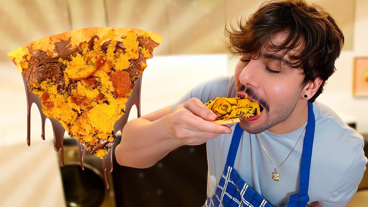 Eu fiz uma pizza de bolo de cenoura MUITO delicinha