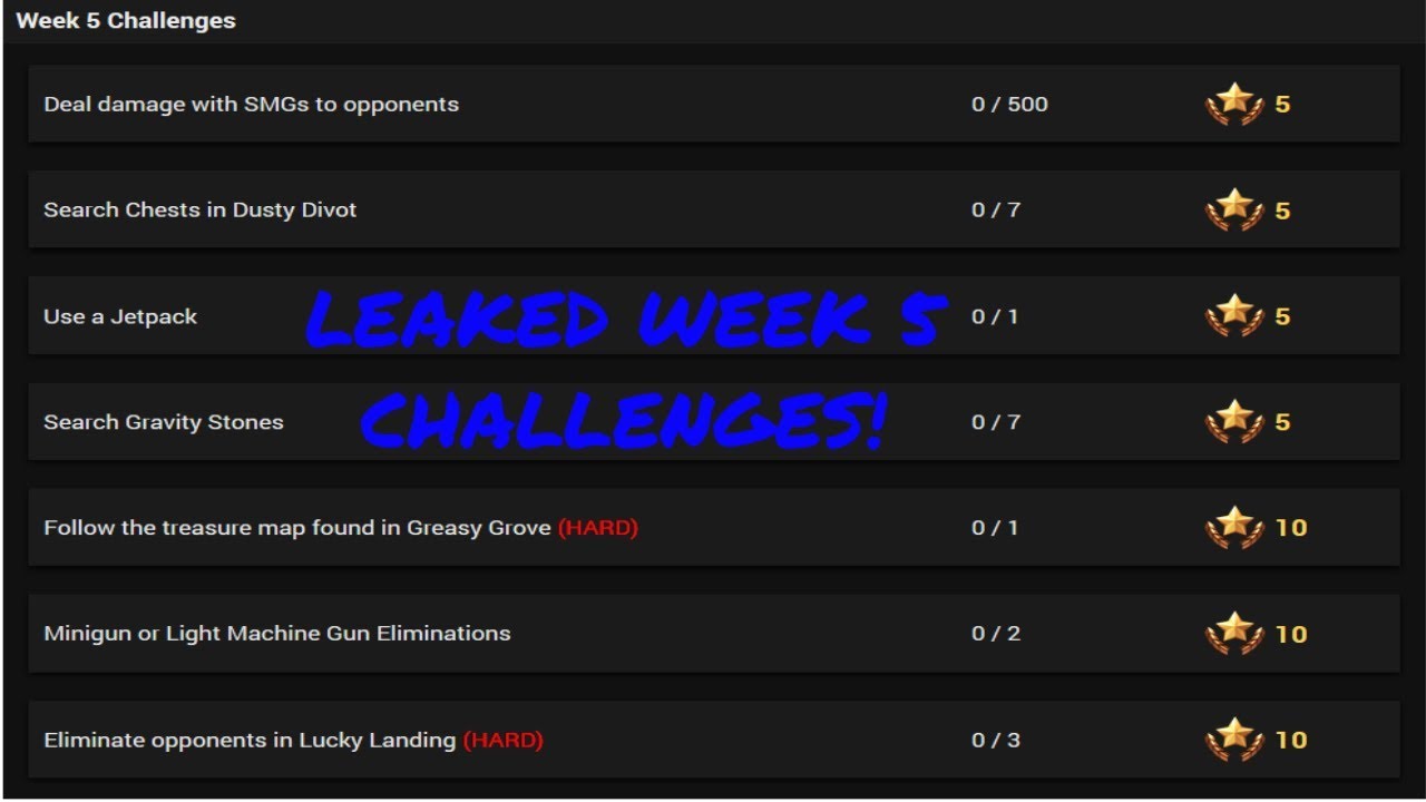 Week 5 Challenges LEAKED! ALL Season 4 Week 5 Battle Pass Challenges | Fortnite Battle Royale