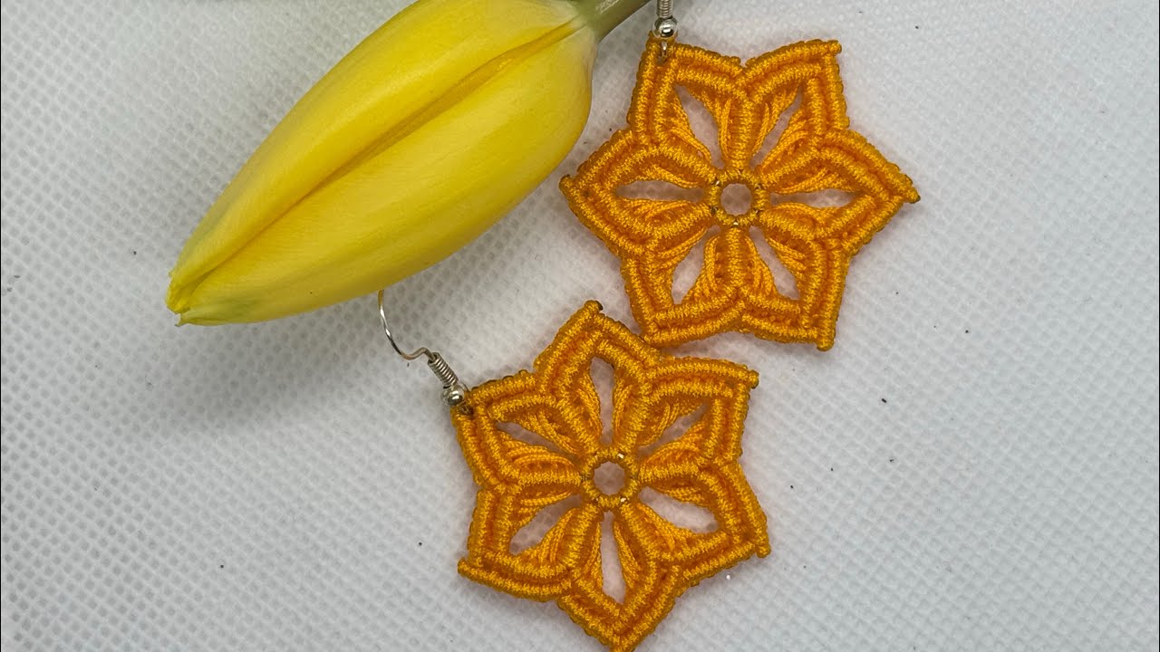 DIY Macrame Sun Flower Earrings | How to make earrings | #diy #macrameearrings
