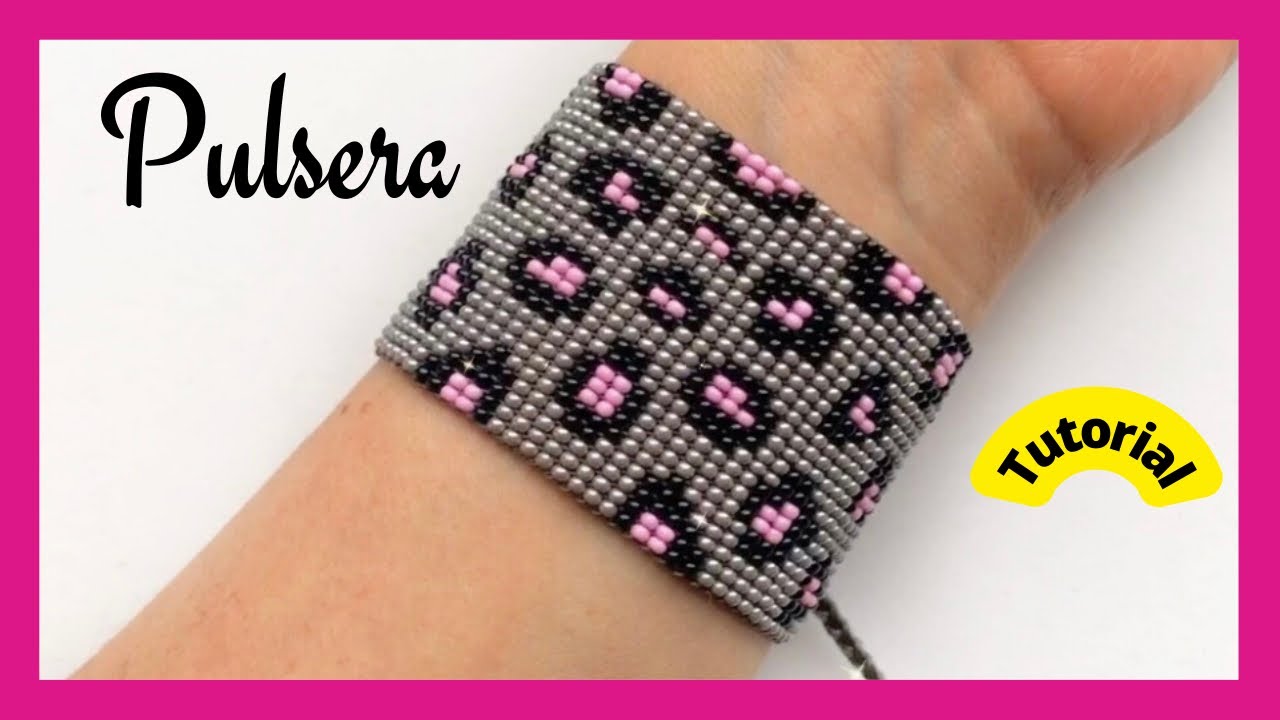 COMO HACER PULSERA CON MOSTACILLA EN TELAR PASO A PASO DISEÑO ANIMAL PRINT FÁCIL DE HACER DIY