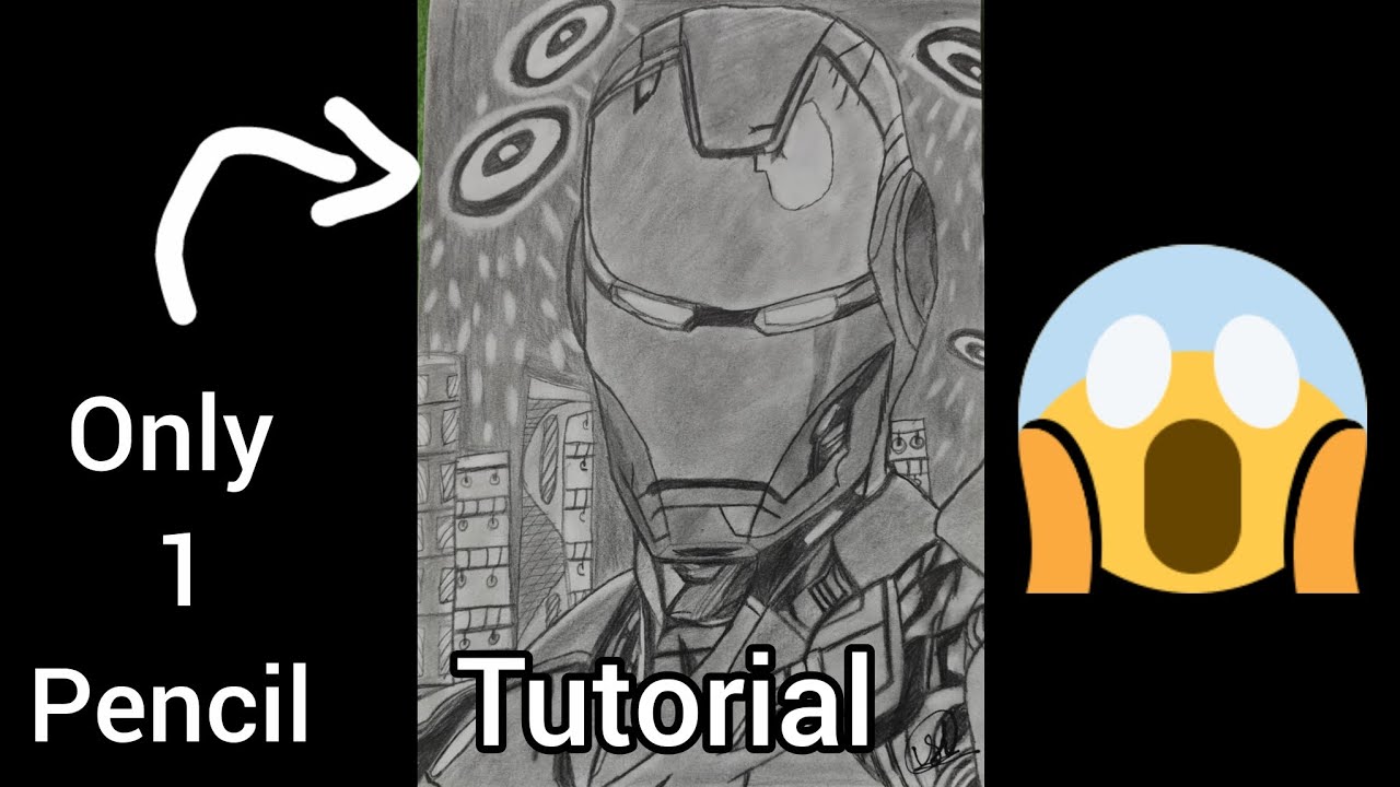 IRONMAN Pencil Sketch — No Colors, No Tools… Just 1 Pencil! 