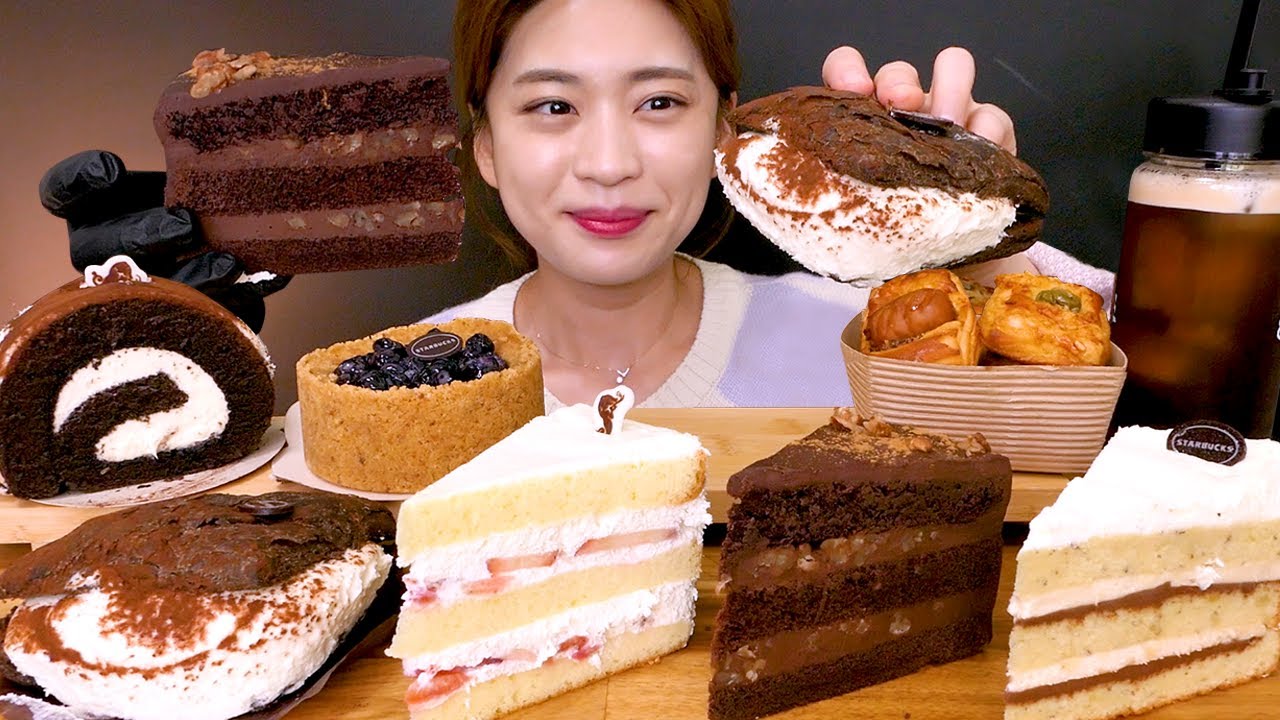 🍰Starbucks cake😍스타벅스 신메뉴✨ 스벅 디저트 종류별 먹방❤[Tiramisu,Strawberry,Ganache,Sausage&Olive Mini Pie] Mukbang